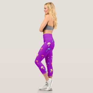 Happy and Bright Palm Trees Purple Capri Leggings