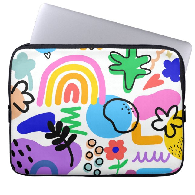 Happy and colorful abstract designs laptop sleeve (Front)