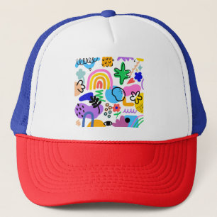 Happy and colorful abstract designs trucker hat