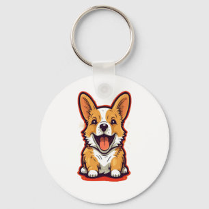 Happy and Cute Corgi - Adorable Design for Dog Lov Key Ring