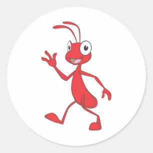 Happy and Friendly Ant Walking Classic Round Sticker