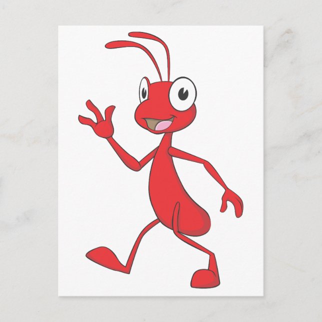 Happy and Friendly Ant Walking Postcard (Front)