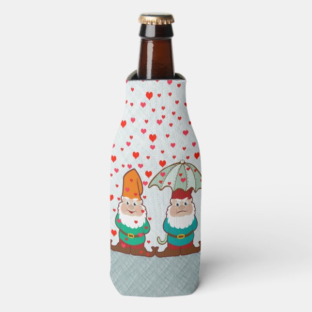Happy and Grumpy Gnomes Bottle Cooler (Bottle Front)