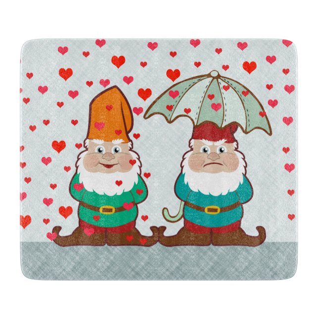 Happy and Grumpy Gnomes Cutting Board (Front)