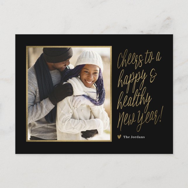 Happy and Healthy New Year Photo Postcard (Front)
