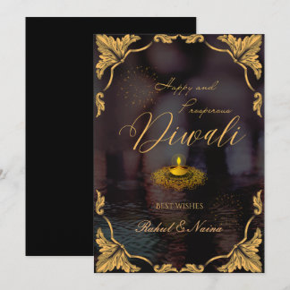 Happy and prosperous Diwali Elegant customisable Holiday Card