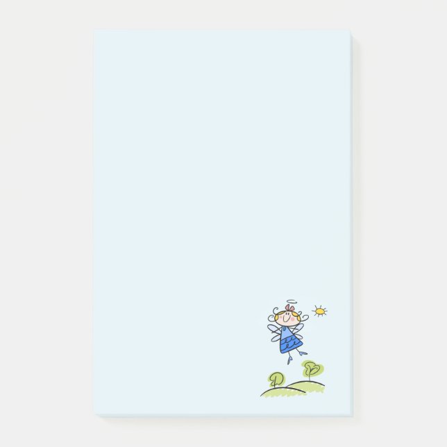 Happy Angel Fairy Jumping and Dancing Outside Post-it Notes (Front)