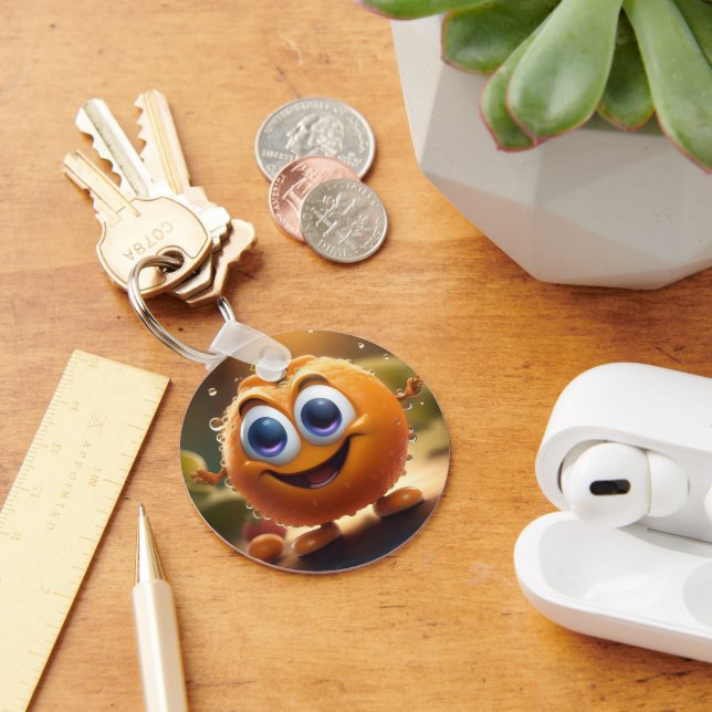 Happy Animated 3d Orange, Key Ring (Desk)