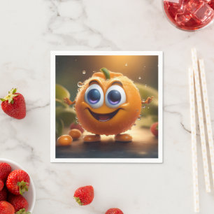Happy Animated 3d Orange, Napkin