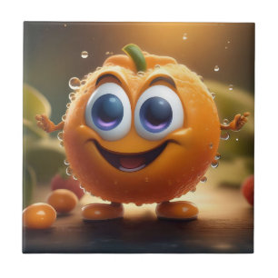 Happy Animated 3d Orange, Tile