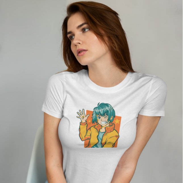 Happy Anime Boy Waving  T-Shirt (Creator Uploaded)
