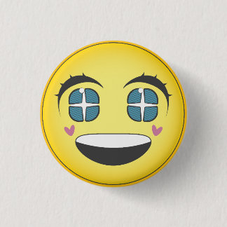 Happy anime face 3 cm round badge