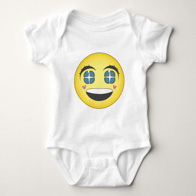 Happy anime face baby bodysuit (Front)
