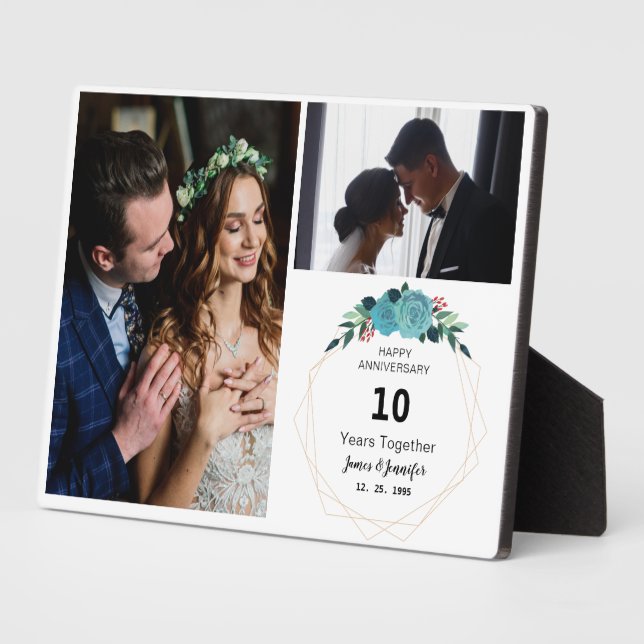 Happy Anniversary 10 Years Together | 2 Photos Plaque (Side)