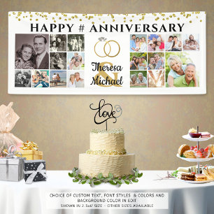 Happy Anniversary 18 Photo Collage Custom Banner