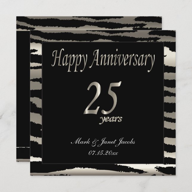 Happy Anniversary 25 Years Invitation (Front/Back)