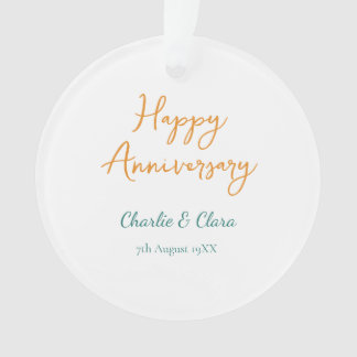 Happy anniversary add name orange bold green simp Ornament