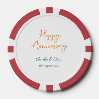 Happy anniversary add name orange bold green simp Poker Chips