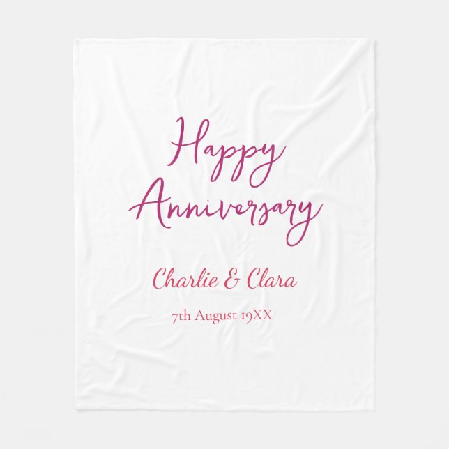  Happy anniversary add name pink bold name date si Fleece Blanket (Front)