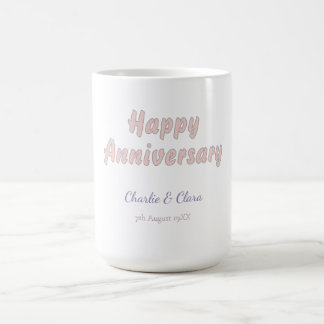  Happy anniversary add name pink grey pastel bold  Coffee Mug