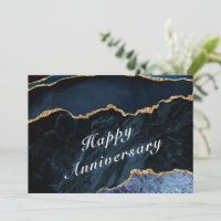 Happy Anniversary - Agate Navy Blue Gold Gemstone