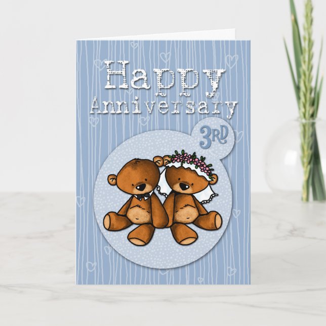 happy anniversary bears - 3 year card (Front)