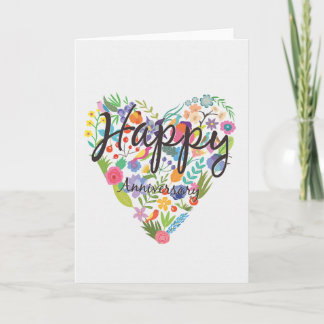 Happy Anniversary Big Heart Of Flowers Card