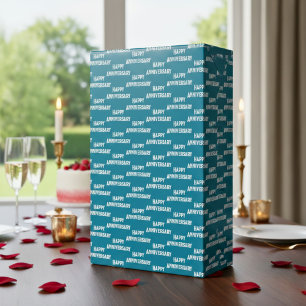 Happy Anniversary Blue & White Wrapping Paper