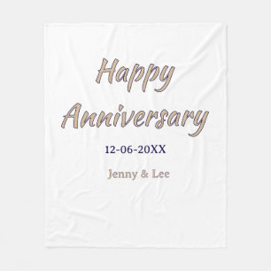 happy anniversary brown grey name date couple mode fleece blanket