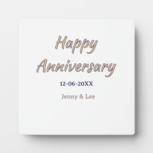 happy anniversary brown grey name date couple mode plaque (Front)