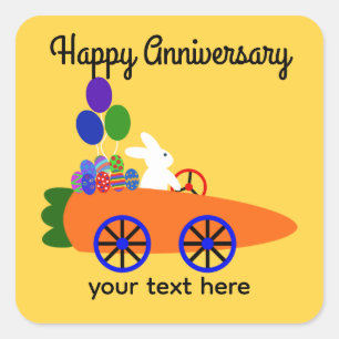 Happy Anniversary Bunny Carrot Car #3 Stickers