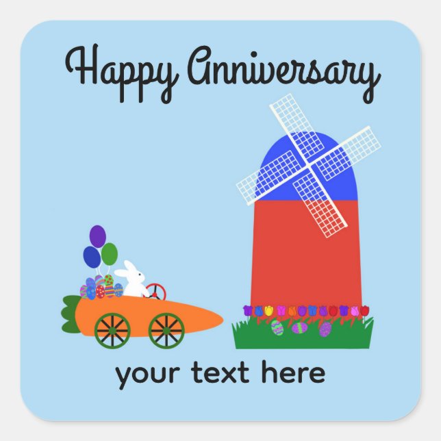 Happy Anniversary Bunny Carrot Car #4 Stickers (Front)