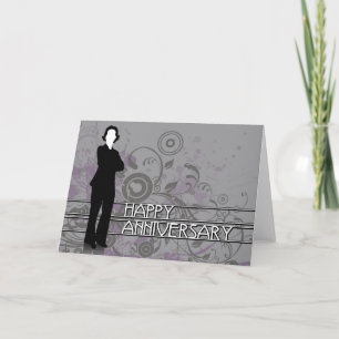 happy anniversary : business silhouette card