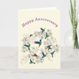 Happy Anniversary Card Flying Spring Birds