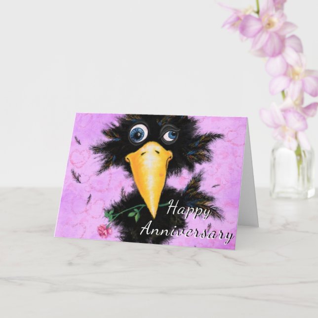 Happy Anniversary Card In Love Crow Romantic (Orchid)