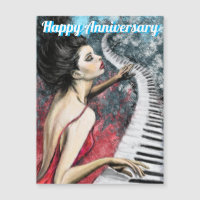 Happy Anniversary Card - Lady in Red Piano Music