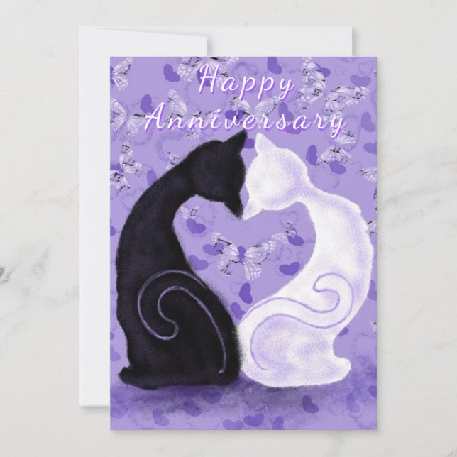 Happy Anniversary Card Romantic Cat Couple Love (Front)