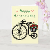 Happy Anniversary Card Romantic Flowers Bike