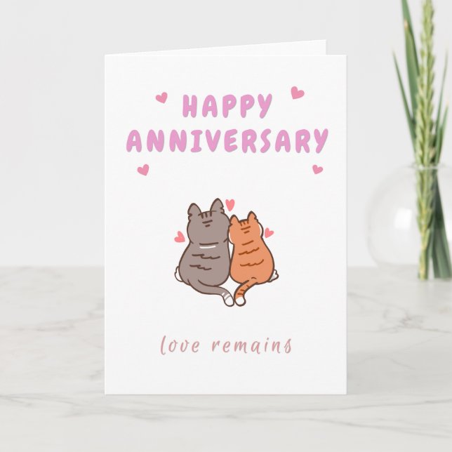 Happy Anniversary Cat in Love Card (Front)