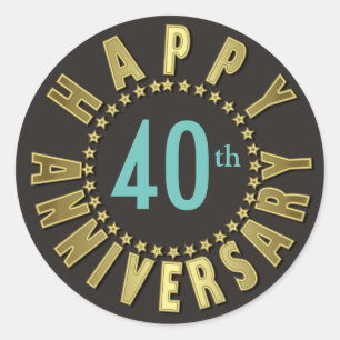 Happy Anniversary Circle of Stars Gold ID173 Classic Round Sticker