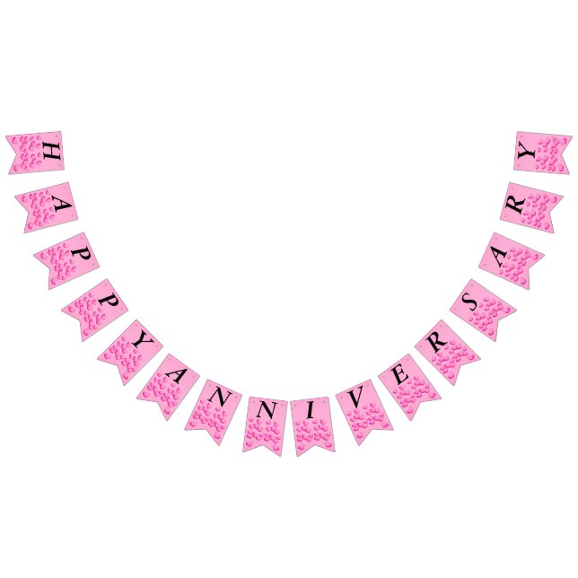 Happy Anniversary Cluster Bright Pink Love Hearts Bunting (All)