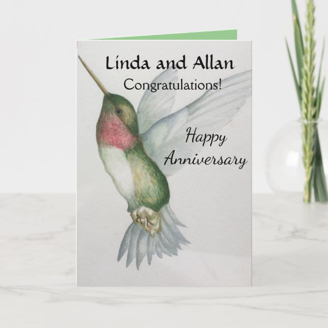 Happy Anniversary Congratulations Hummingbird Card (Front)