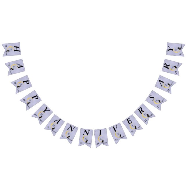 Happy Anniversary Couple on Crescent Moon Stars  Bunting (All)