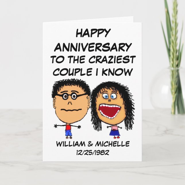 Happy Anniversary Crazy Couple Card (Front)