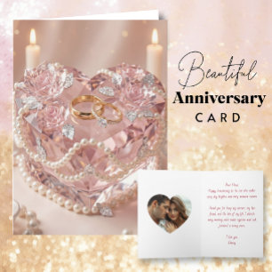 Happy Anniversary   Crystalline Heart Cake & Poem Card