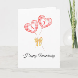 Happy Anniversary - Custom Letter On Red Balloon Card
