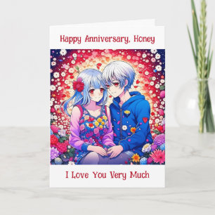 Happy Anniversary   Cute Anime Couple Card