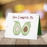 Happy Anniversary Cute Funny Simple Avocados Card<br><div class="desc">This design features two cute avocados happy anniversary cute funny fun, modern whimsical humour cartoon, for husband wife couple anniversary, a simple minimalist minimal style, from husband wife photo picture, you complete me quote saying, funny anniversary greeting cards, with avocado fruit food comic graphic, husband and wife marriage, artwork by...</div>