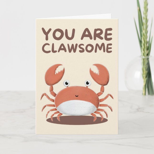 Happy Anniversary Cute Funny Simple Crab Card (Front)