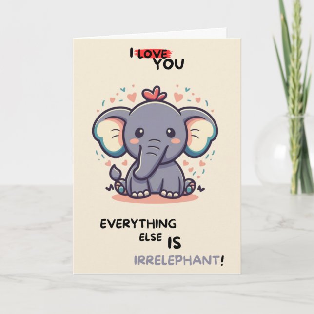 Happy Anniversary Cute Funny Simple Elephant Card (Front)